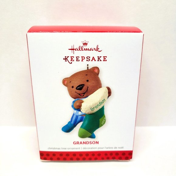 Hallmark 2013 Grandson Stocking Teddy Bear Christmas Ornament Pajamas w/ Box - Picture 1 of 8